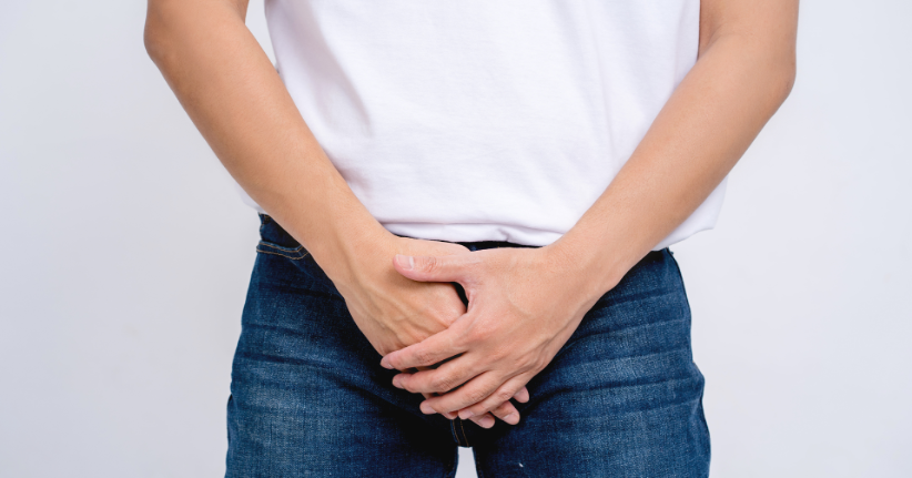 Person with recurring yeast infection covering themself