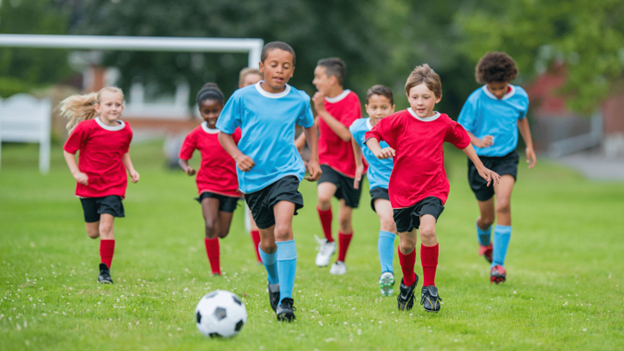 Kids playing soccer